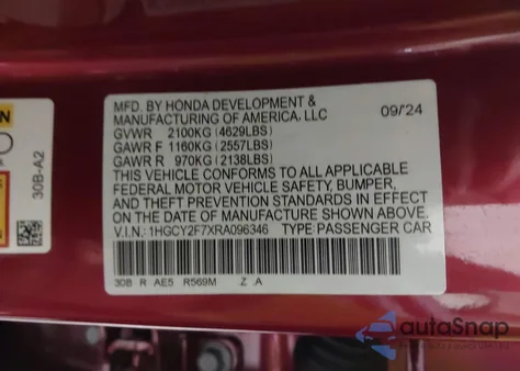 2024 Honda Accord Hybrid Sport-L z USA, uszkodzony, nr VIN 1HGCY2F7XRA096346